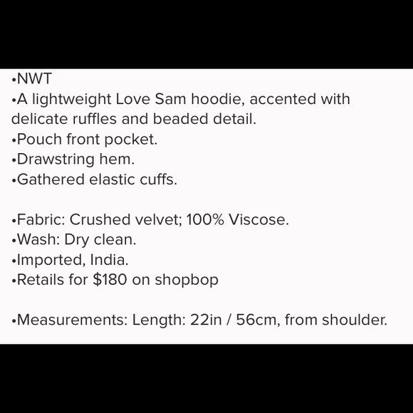 Love Sam velvet hooded top with beading - Picture 3 of 3